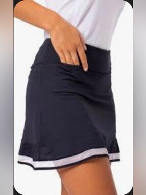 GOLFTINI Golf Pull On Navy Skirt With White Band Top Golf Rear Pocket Sz XL